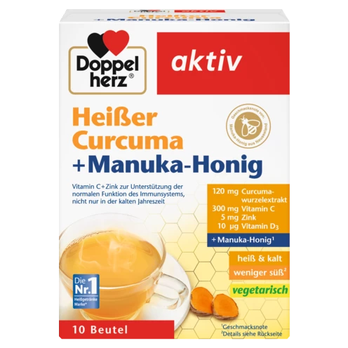 Abbildung der Produktverpackung Doppelherz aktiv Heißer Curcuma  Frontansicht